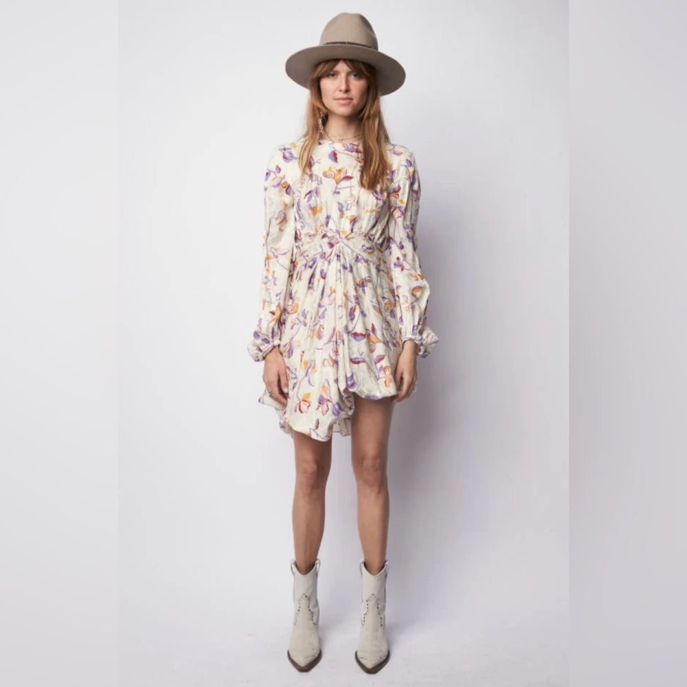 Zadig & Voltaire Rivage Jac Cut Gem Jewel Sparkly Flowers Silk-Blend Dress NWT S